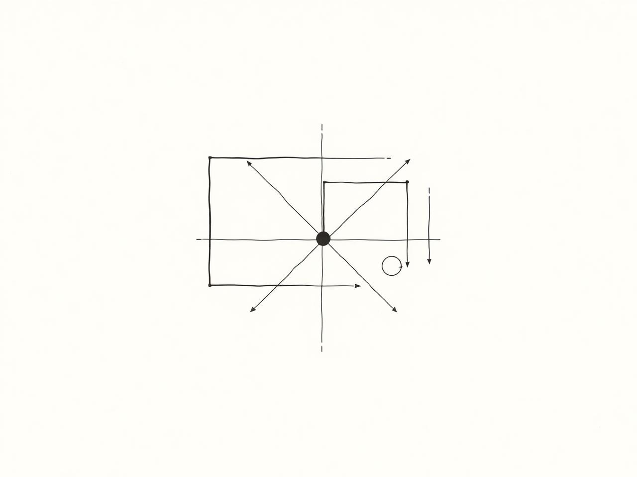 Abstract line drawing of overlapping frames, an axis and a plotted point