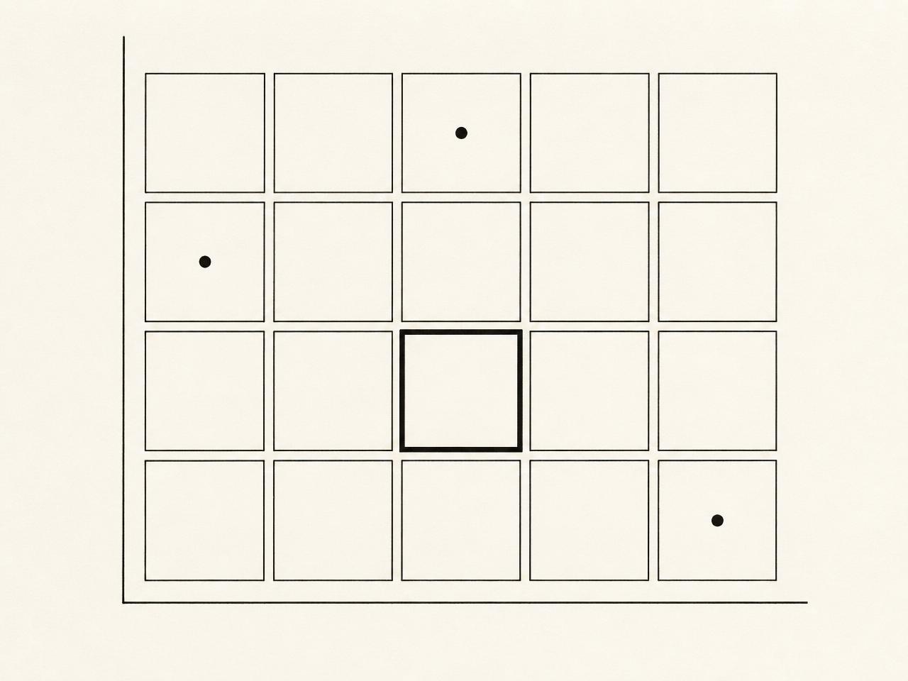 Abstract line drawing of a grid of sector cells with three marked and one emphasised